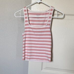 American Eagle Outfitters Pink and White Striped Tank Top